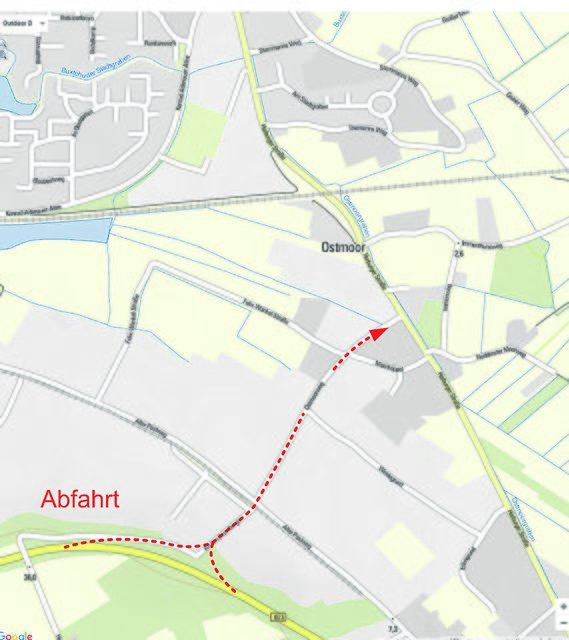 Die Skizze hat Werner Heuer angefertigt. Die Trasse für die neue Auf- und Abfahrt (gepunktete Linie) ist als Straße heute schon vorhanden. | Foto: Werner Heuer