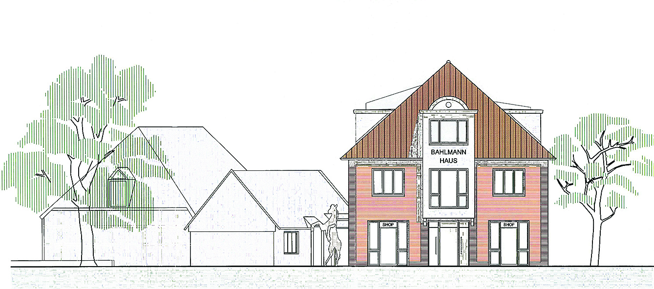 Der Entwurf: So soll der Geschäftshaus- und Wohn-Neubau an der Hauptstraße in Salzhausen später aussehen