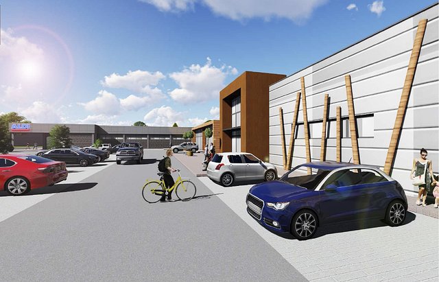 Architektenentwurf: Zum Konzept gehören ein Aldi-Discountmarkt (hi.) und ein Combi-Supermarkt (re.) | Foto: Architekt Bernd Mügge