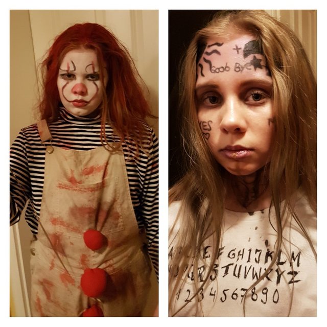 Kurz vor dem Halloweenball: Evangeline (li.) als Clown und Anna als Guija | Foto: privat