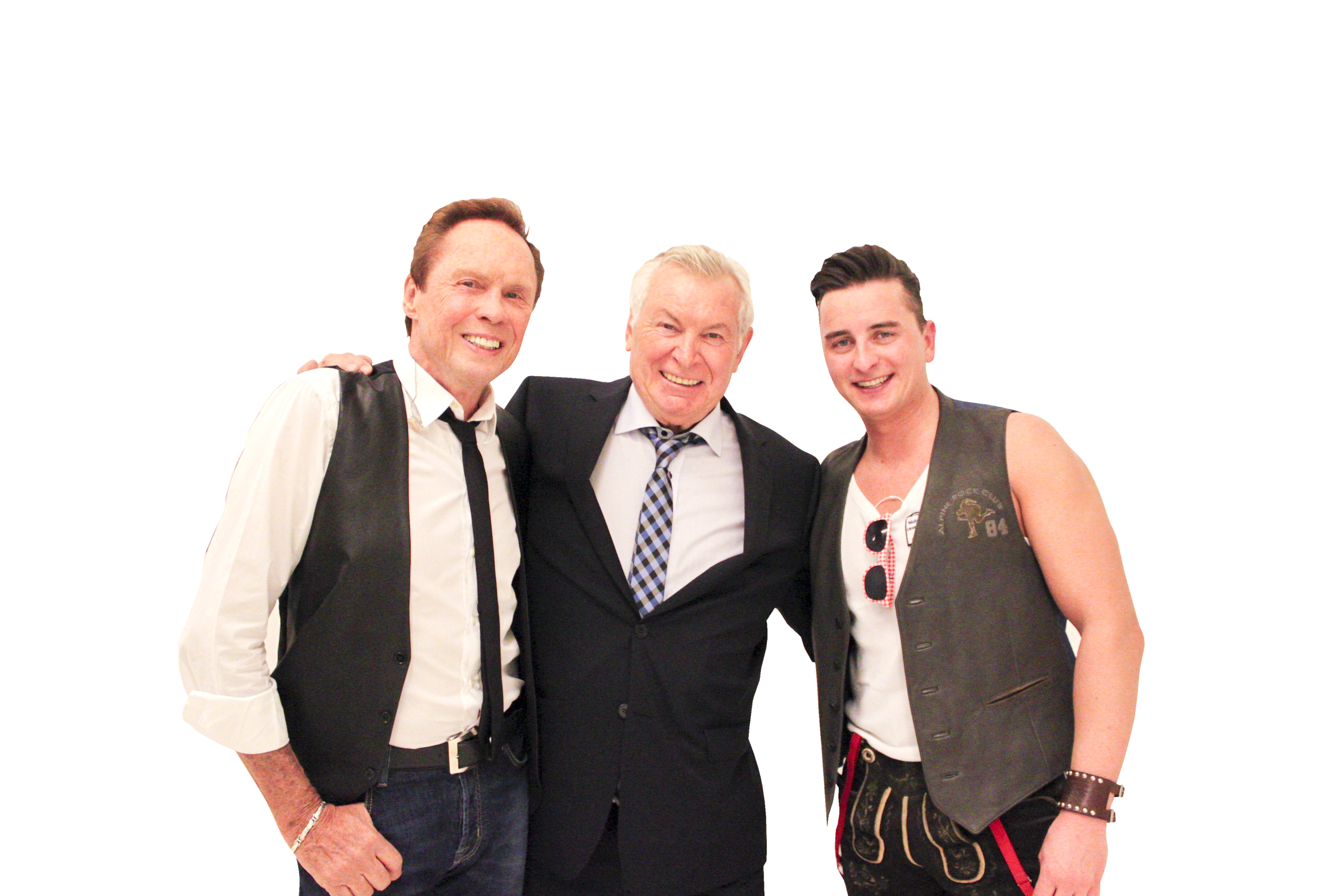 Uwe Otte (Mitte) mit Rockmusiker und Schauspieler Peter Kraus (li.) und „Alpen-Rock‘n‘Roller“
Andreas Gabalier.