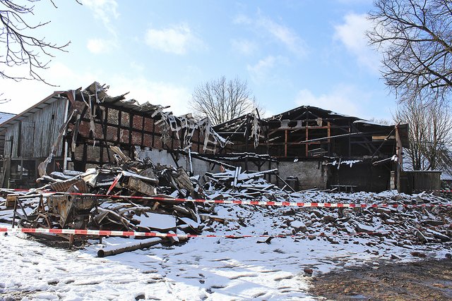 Die in Sottorf um 1900 gebaute Scheune ist zerstört