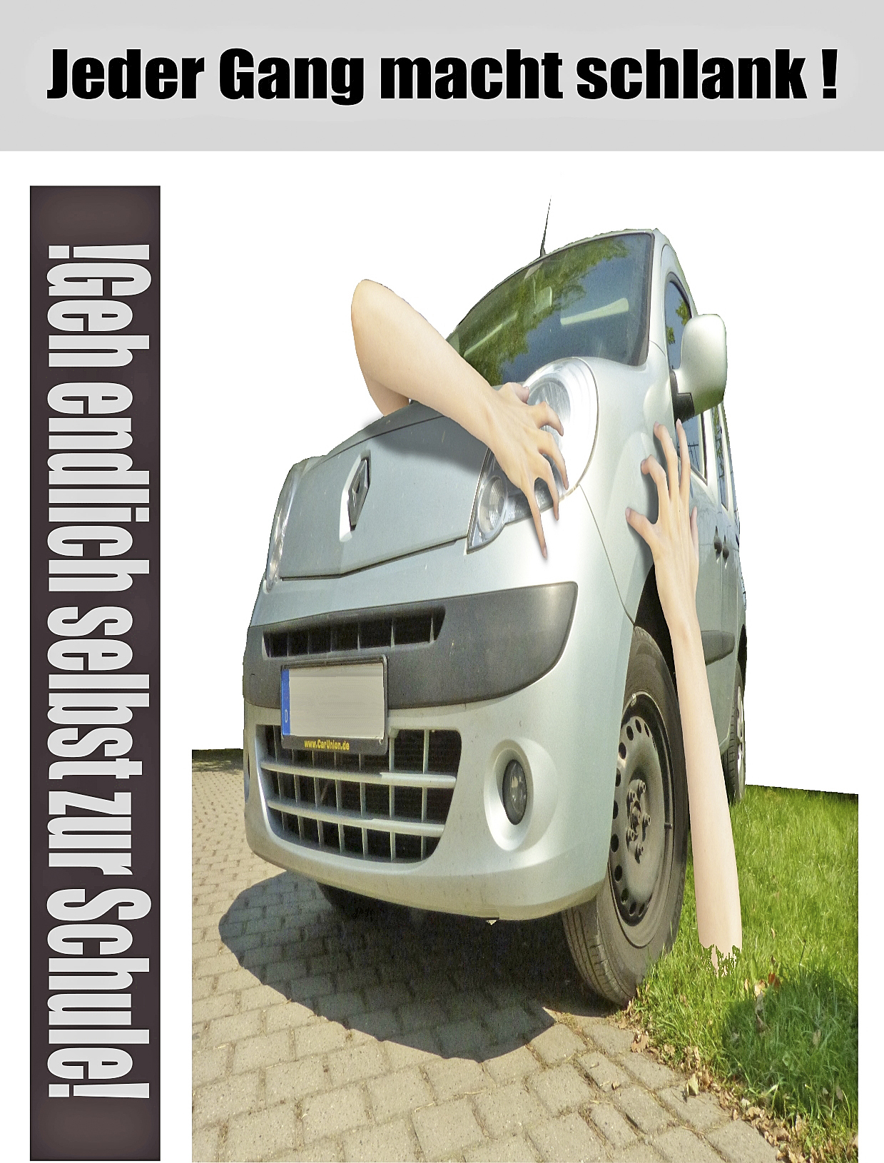Mit solchen Grafiken wie dieser von Vivian Borucki wollen Schüler des Albert-Einstein-Gymnasiums zum Verzicht von Autofahrten zur Schule anregen
