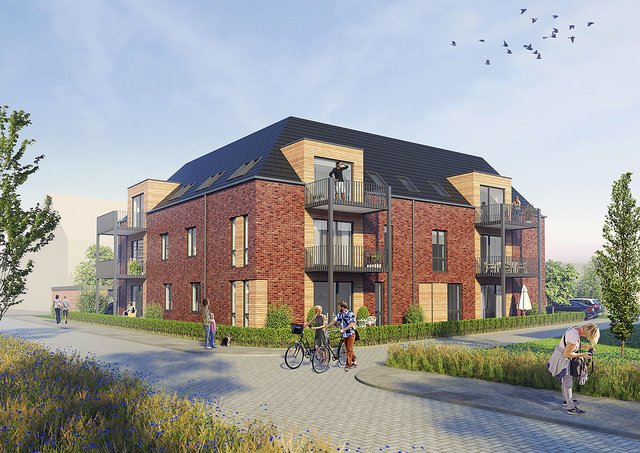 Eines der großen Neubauprojekte von Bersuch-Immobilien: ein Mehrfamilienhaus auf dem Grundstück der Alten Brennerei, deren Erhalt für ihre Eigentümer unwirtschaftlich geworden war