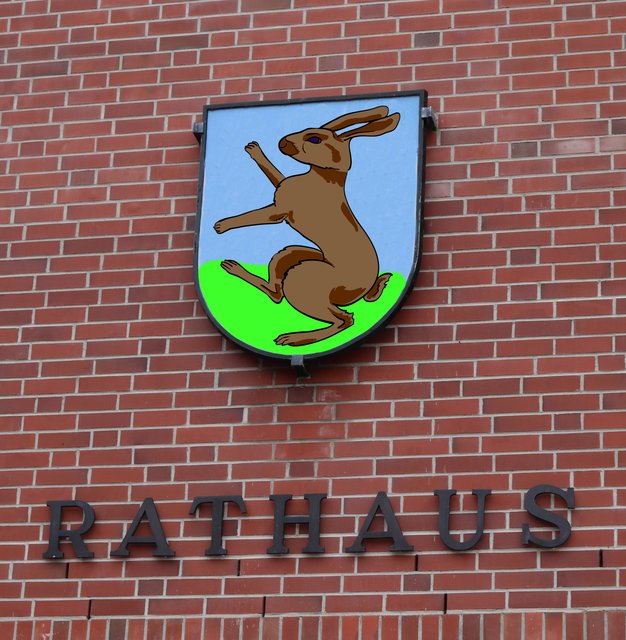 Das Harsefelder bzw. Hasenfelder Rathaus würde dann dieses Wappen zieren