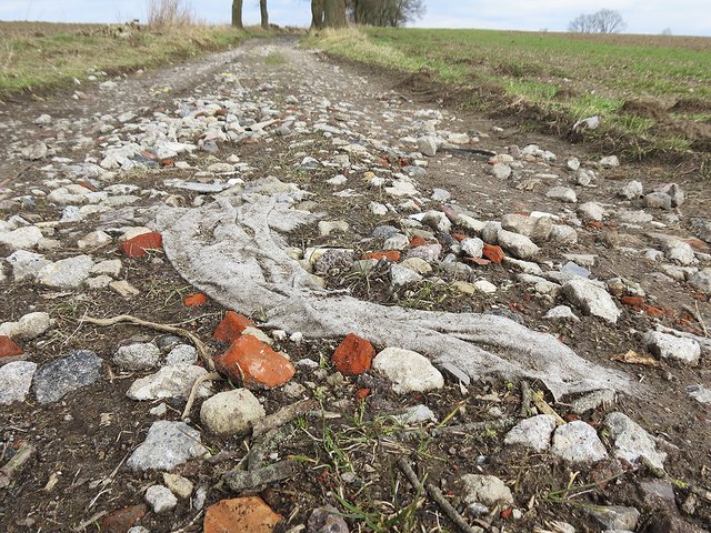 Ein Stück Flies - der Bauschutt birgt Überraschungen
