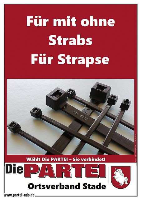 Wahlplakat gegen die Aufreger-Satzung "Strabs": Die PARTEI Stade