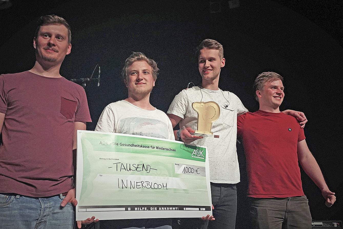 Die Gewinner: (v. li.) Nino Peters, Fynn Urban, Tim Ahrens und Simon Jürgens sind Innerbloom