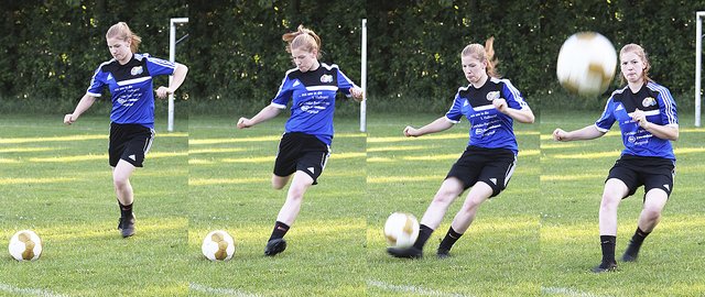 Anlaufen, zielen und... Schuss. Mette beherrscht den Ball perfekt