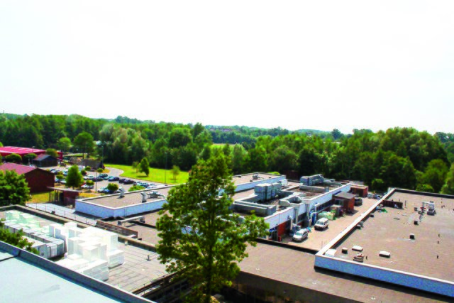 Blick von oben auf die TZH-Werkstätten