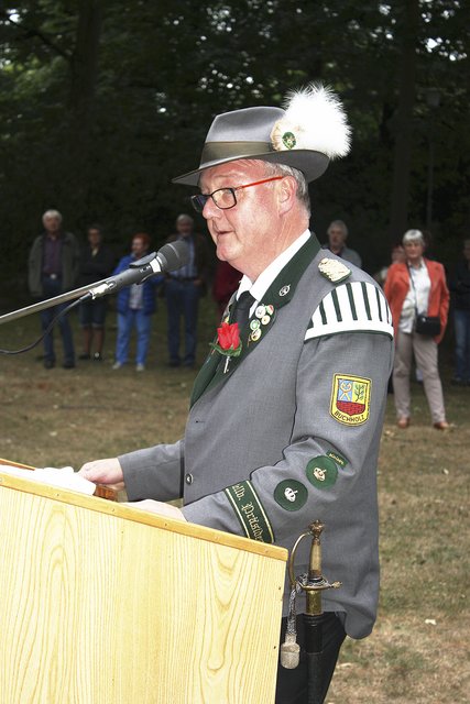 Peter Greese,  stv. 
Schützenpräsident, führte durch die Proklamation