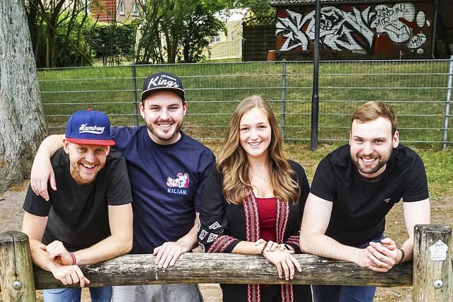 Das Juz-Team (v. li.): Benjamin Gaum, Kilian Kremer, Jacqueline Kämpfer und Lennard Weiß