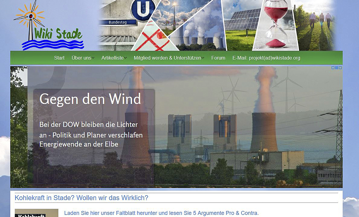 Blick auf die Homepage von Wiki Stade