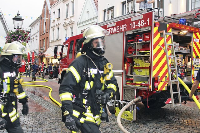 Die Großübung wurde zum Gedenken des Altstadtbrandes von 1911 durchgeführt