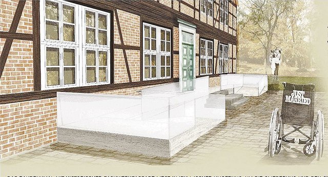 Der Siegerentwurf für den barrierefreien Zugang
zum Moisburger Amtshaus von Clara Droops Entwurf: Clara Droops