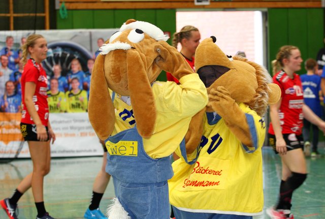 Die Maskottchen des Erstligisten Buxtehuder SV