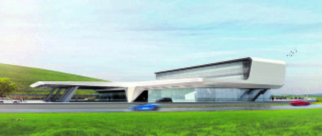 Der Entwurf zeigt das Hauptgebäude auf dem Areal des Auto-Reise-Centers (ARC)