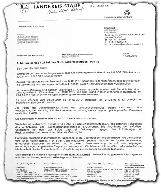 Vom Kreissozialamt bekam Adiebullah M. ein Schreiben im schlimmsten Amtsdeutsch. Zentraler Inhalt: Er soll kein Geld mehr bekommen Fotos: tk