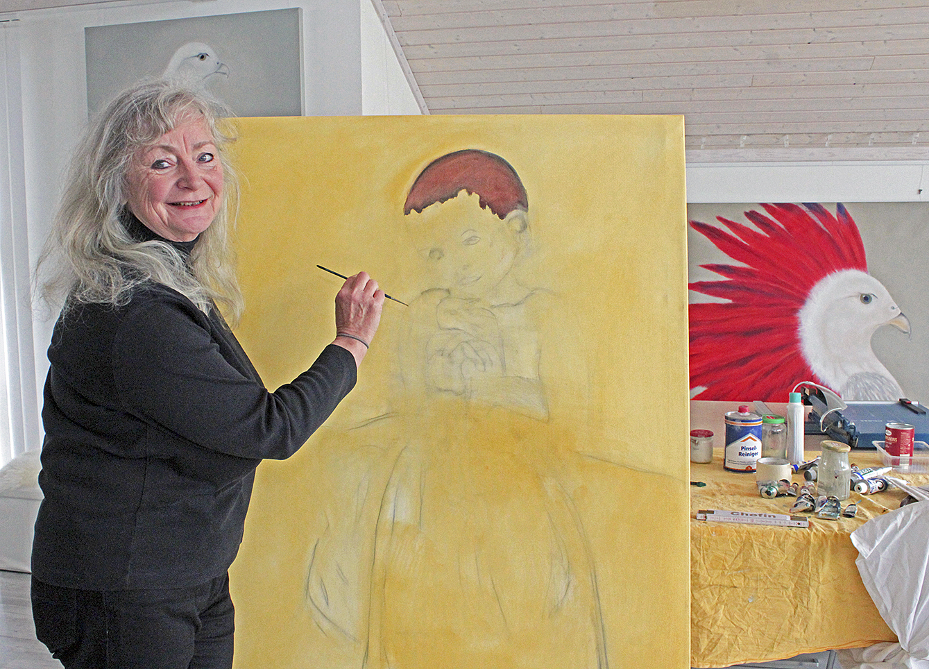 Marie Schirrmacher-Meitz arbeitet zurzeit an Werken für eine neue Ausstellung Foto: jab