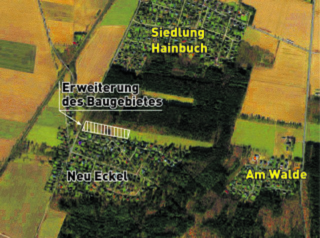 Auf der Fläche zwischen Neu-Eckel und dem Wald könnten sechs bis acht Häuser entstehen