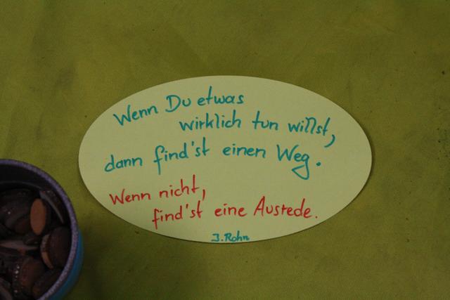 Sinnspruch am Stand von Greenpeace Buchholz