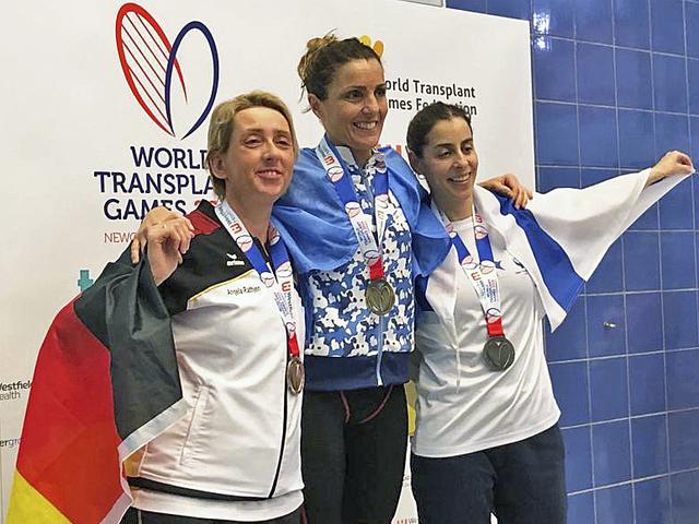 Bei den "World Transplantation Games" in Newcastle (Großbritannien) holte die Sauensiekerin Angela Rathjen Bronze über 400 m Freistil