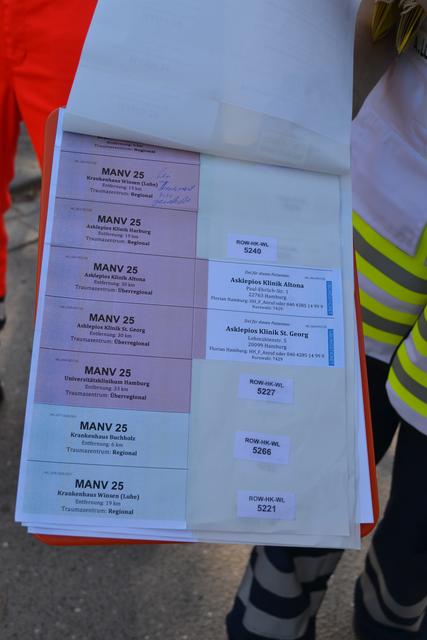 Mit diesen Aufklebern werden die Patienten den umliegenden Krankenhäusern zugewiesen