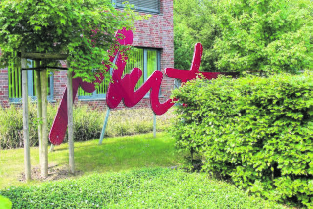 Das Kunstwerk "Mut" vor einem Jahr - die Oberschule versteckte die 20.000-Euro-Konstruktion hinter Büschen