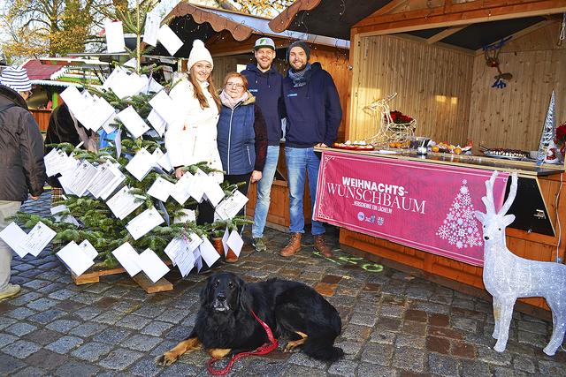 Werben fürs Mitmachen beim Weihnachtswunschbaum (v. li.): Jacqueline Kämpfer, Tanja Brant, Benjamin Gaum und Lennard Weiß