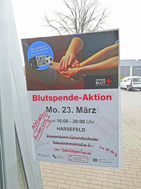 In Harsefeld wird die Blutspende-Aktion in das Schützenheim verlegt