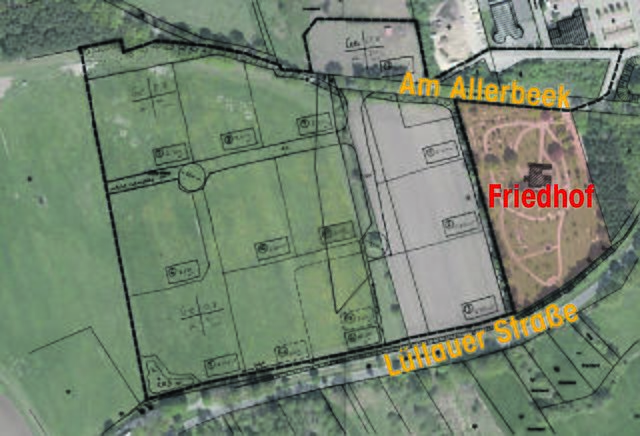 Die Wirtschaftsförderung im Landkreis Harburg GmbH (WLH) soll für die Gemeinde Jesteburg ein neues - etwa zehn Hektar großes - Gewerbegebiet  zwischen den Straßen Am Allerbeek und Lüllauer Straße entwickeln | Foto: Foto: Jesteburg/ Grafik: MSR