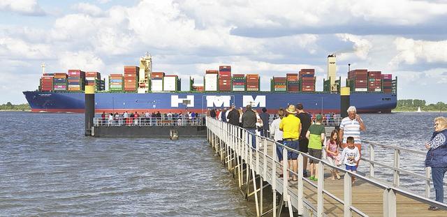 Auch auf Krautsand ließen sich viele Schaulustige den Containerriesen nicht entgehen | Foto: ig
