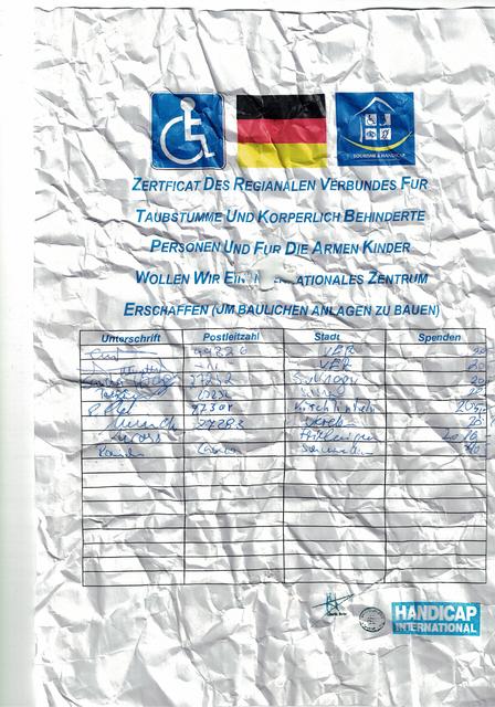 So sehen die angeblichen Spendenlisten aus. Die genannte Organisation gibt es gar nicht Foto: Sager