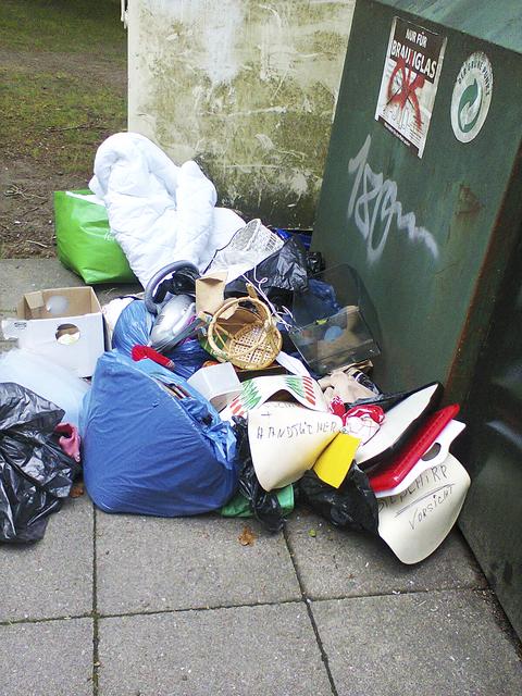 Dieser Unrat deponierten Unbekannte neben den Containern Am Thing