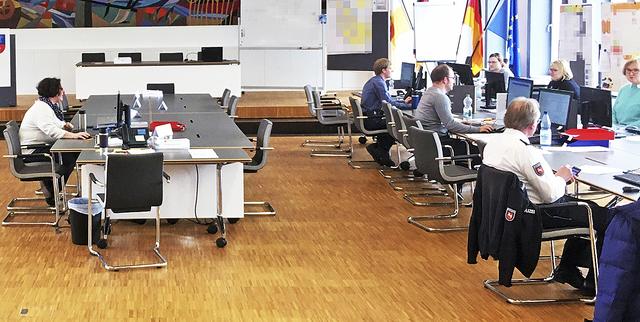 Im großen Sitzungssaal des Kreishauses war zeitweise der Krisenstab eingerichtet