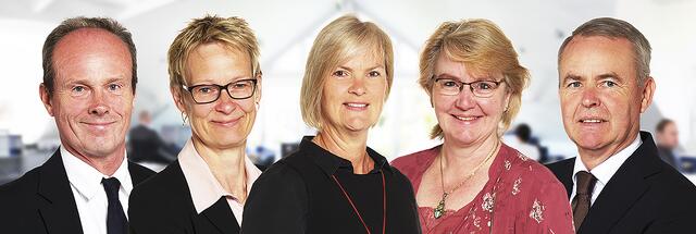 Die Spezialisten für Gewerbe- und Industriekunden (v.li.): Andreas Altmann, Antje Handta, Petra Frank, Sabine Schneider und Roland Gust  | Foto: Uli Seidel / Hollenstedt