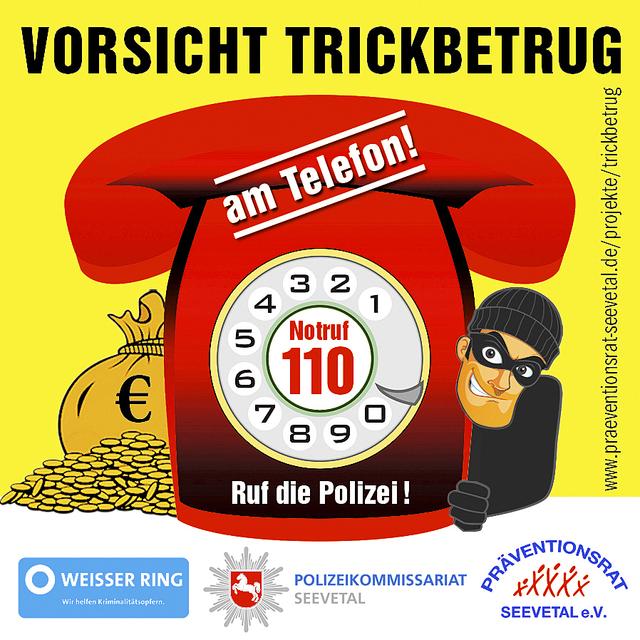 Dieser Aufkleber soll Menschen ständig daran erinnern, dass der fremde Anrufer ein Trickbetrüger sein könnte