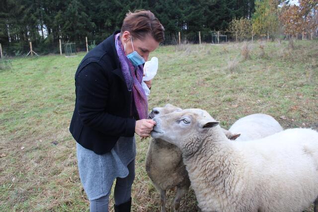 Die Eigentümerin Anna Stadler besucht die Schafe fast jeden Tag