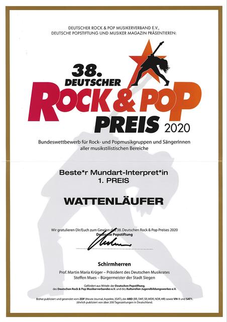 Das rockt: die Siegerurkunde für die "Wattenläufer"