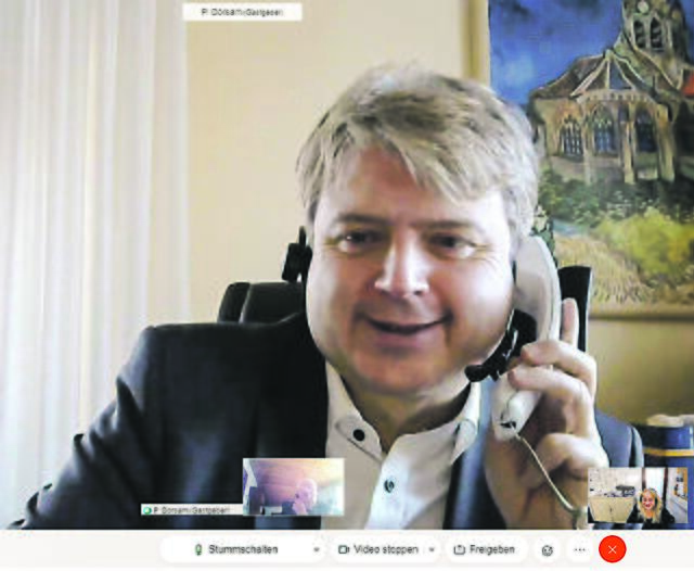 So war die Ansicht der Videokonferenz mit drei Teilnehmern