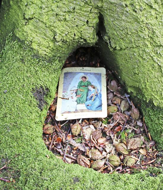 Welche Bedeutung hat sie? Eine Tarotkarte wurde neben den Steinen niedergelegt
