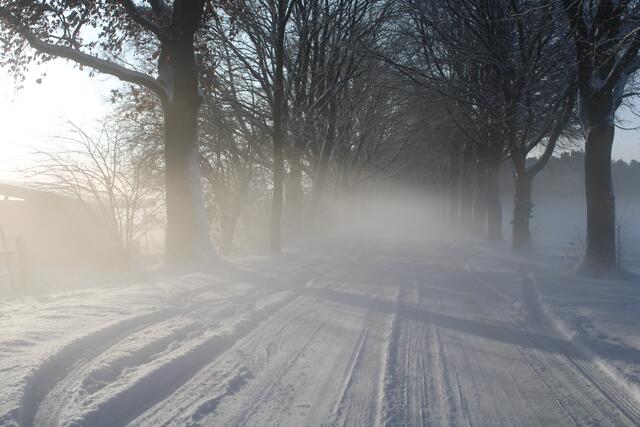 Der Wind wehte den Schnee immer wieder über die Straßen