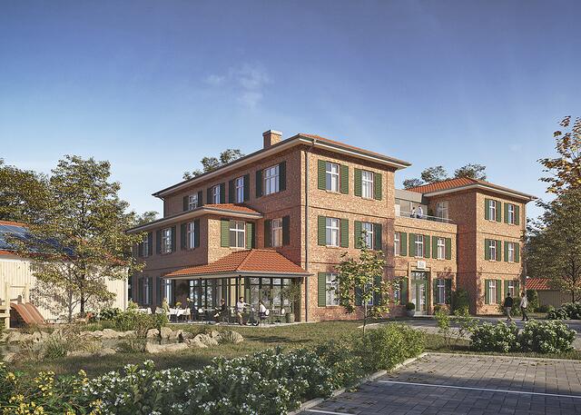 So soll das Büro- und Ärztehaus im Sommer aussehen - noch ist eine Praxisfläche mit 280 Quadratmetern im Erdgeschoss zu haben