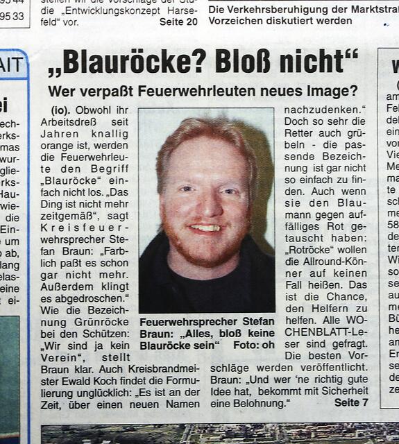 Wollte auf keine Fall als "Blaurock"
bezeichnet werden: Stefan Braun in einem
WOCHENBLATT-Artikel von 2001