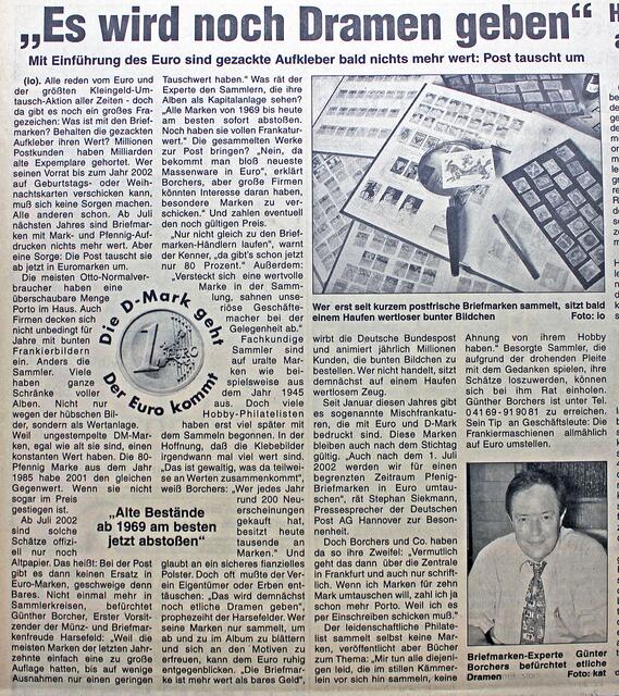 Der Wechsel von D-Mark zu Euro bescherte Briefmarkensammlern große Wertverluste