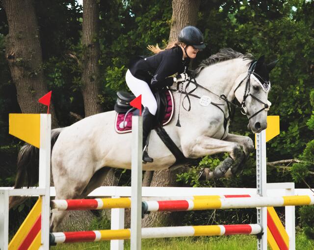 Die 16-jährige Davina Röhrs vom gastgebenden Reit- und Fahrverein Tostedt wird beim Turnier mit ihrem Schimmel Danzig auch in der Wertung für den VGH-Cup am Start sein | Foto: Anja Röhrs