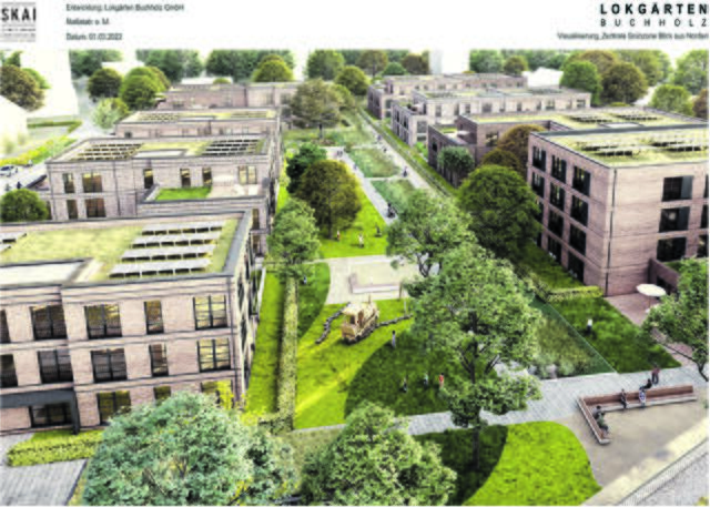 Blick auf den Entwurf der "Lokgärten" mit der hölzernen Lok als Blickfang | Foto: SKAI 