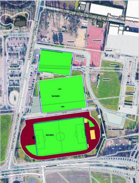 Die Planzeichnung der Gemeinde Seevetal für das Sportzentrum am Appenstedter Weg | Foto: Gemeinde Seevetal