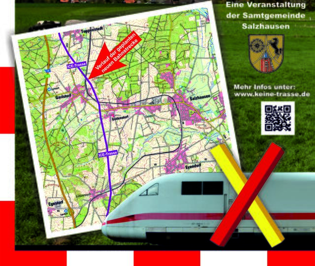 Der aktuell geplante Verlauf der ICE-Bahntrasse durch die Samtgemeinde Salzhausen | Foto: Samtgemeinde Salzhausen