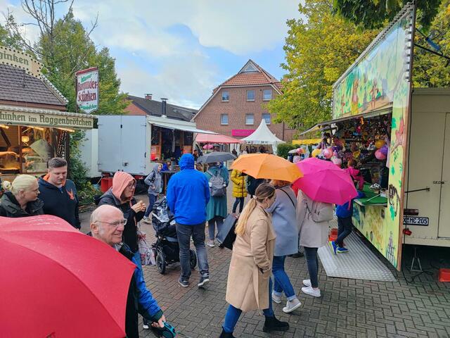 Ein dauerhaftes Bild vor allem am Freitag und Samstag: Besucher mit Regenschirmen | Foto: thl